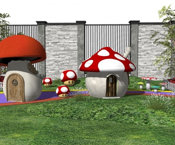 现代儿童蘑菇房儿童户外景观-ID:889034031