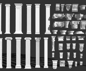 欧式罗马柱 柱头 柱基 角花构件-ID:670900118