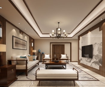 New Chinese Style A Living Room-ID:186472892