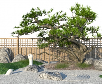 新中式庭院景观树小品木围栏-ID:366657975