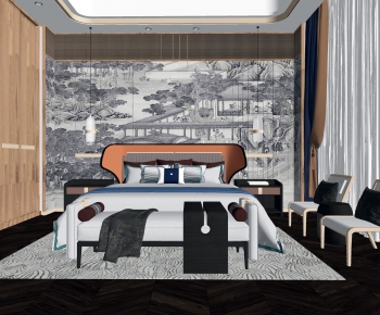 New Chinese Style Bedroom-ID:417218926