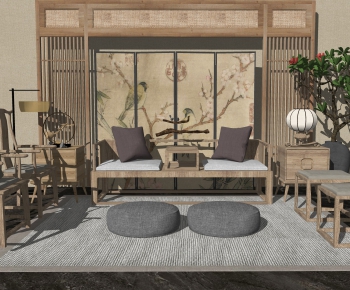 New Chinese Style A Living Room-ID:800792932