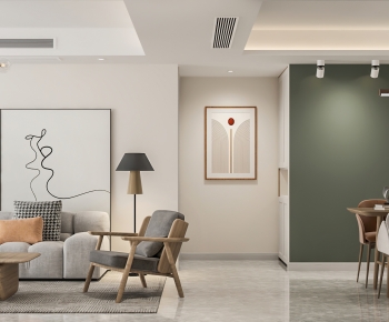 Nordic Style Wabi-sabi Style A Living Room-ID:913522015