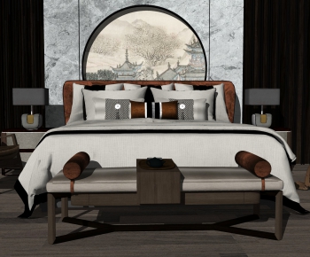 New Chinese Style Double Bed-ID:576153992