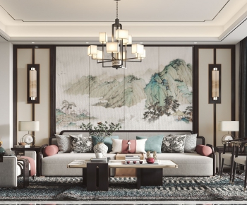 New Chinese Style A Living Room-ID:940393925