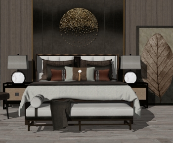 New Chinese Style Double Bed-ID:418703087