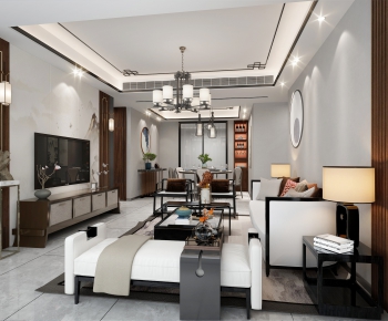 New Chinese Style A Living Room-ID:662275083