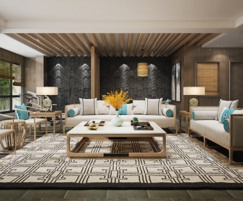 New Chinese Style A Living Room-ID:575869085