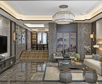 New Chinese Style A Living Room-ID:850501173