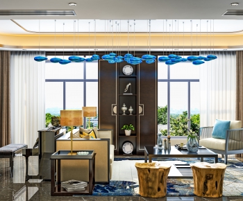 New Chinese Style A Living Room-ID:394000058