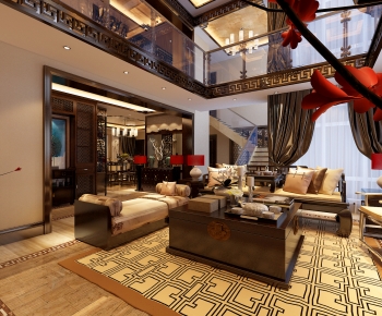 New Chinese Style A Living Room-ID:789310937