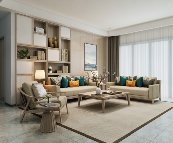 New Chinese Style A Living Room-ID:462371112