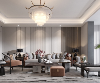 New Chinese Style A Living Room-ID:257422926