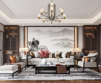 New Chinese Style A Living Room-ID:126346115