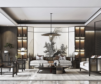 New Chinese Style A Living Room-ID:332187892