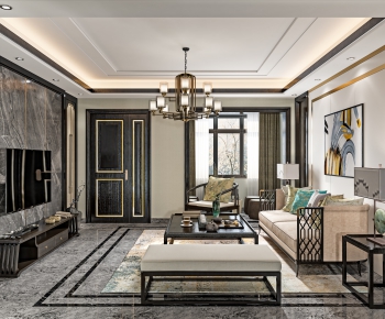 New Chinese Style A Living Room-ID:639219353