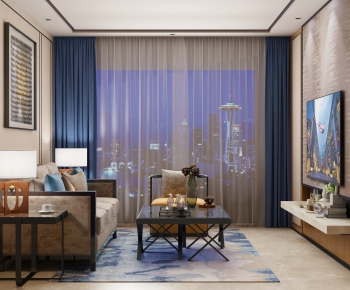 New Chinese Style A Living Room-ID:931492093