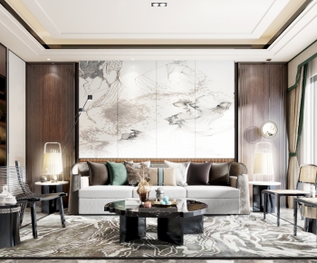 New Chinese Style A Living Room-ID:519725082