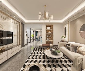 New Chinese Style A Living Room-ID:708719977