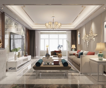 New Chinese Style A Living Room-ID:582427029