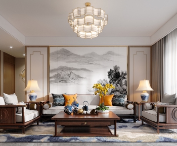 New Chinese Style A Living Room-ID:366672046