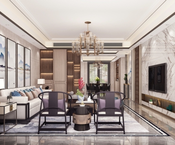 New Chinese Style A Living Room-ID:712025886