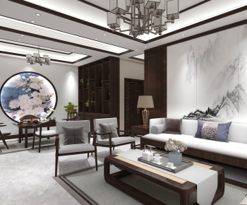 New Chinese Style A Living Room-ID:299685008