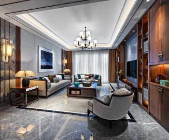 New Chinese Style A Living Room-ID:626266003