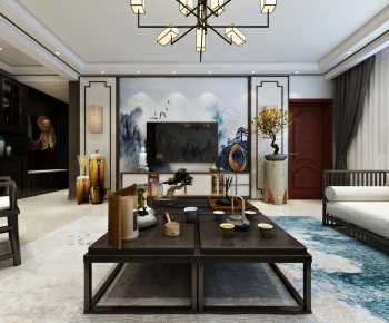 New Chinese Style A Living Room-ID:783726936