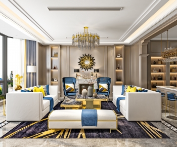 New Chinese Style A Living Room-ID:928217898