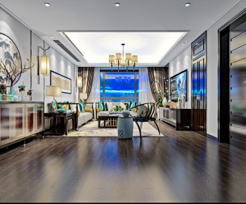 New Chinese Style A Living Room-ID:853394037