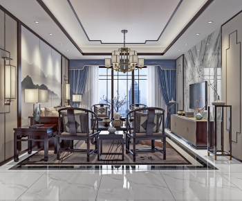 New Chinese Style A Living Room-ID:833842046