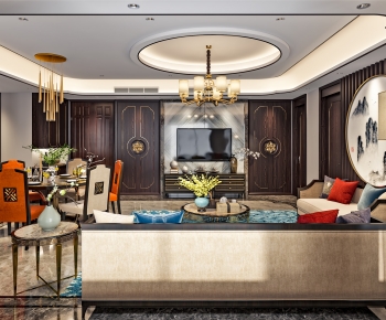 New Chinese Style A Living Room-ID:289227962