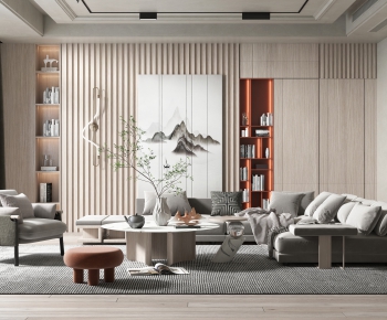 New Chinese Style A Living Room-ID:900882964