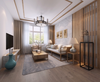 New Chinese Style A Living Room-ID:391912946