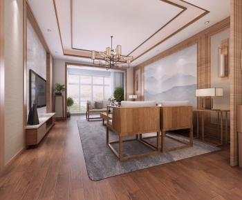 New Chinese Style A Living Room-ID:460670958