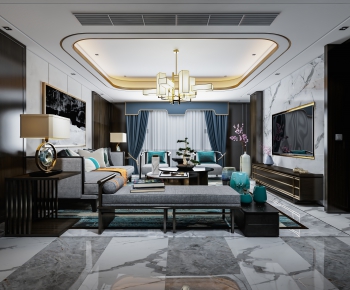 New Chinese Style A Living Room-ID:724284891