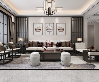 New Chinese Style A Living Room-ID:283993962