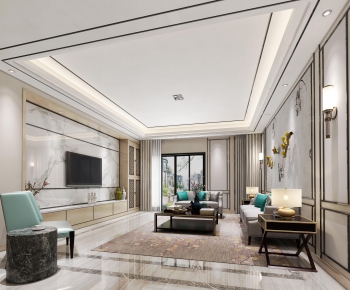 New Chinese Style A Living Room-ID:674581055