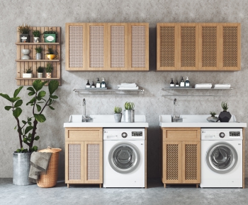 Wabi-sabi Style Laundry Cabinet-ID:284183985