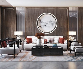 New Chinese Style A Living Room-ID:153110091