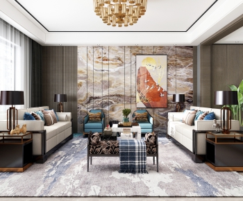 New Chinese Style A Living Room-ID:637829376