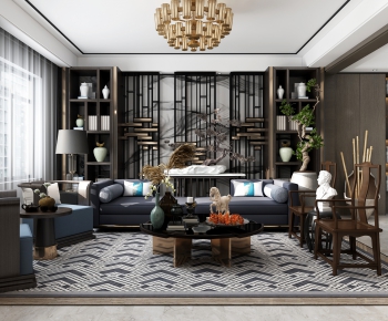 New Chinese Style A Living Room-ID:691925052