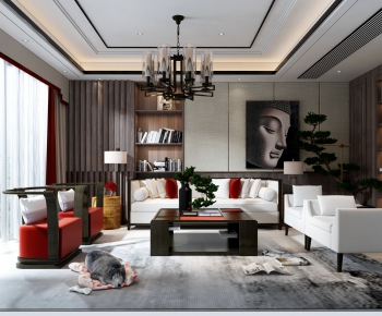 New Chinese Style A Living Room-ID:541352995