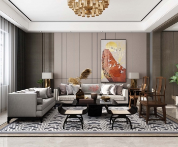 New Chinese Style A Living Room-ID:580845123