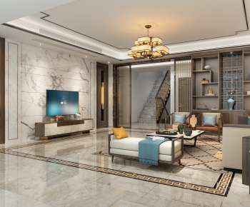 New Chinese Style A Living Room-ID:340172056