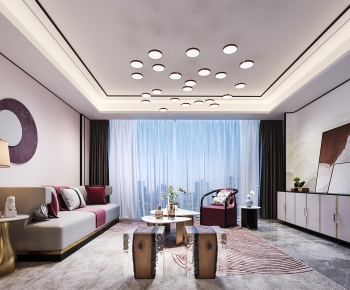New Chinese Style A Living Room-ID:995409536