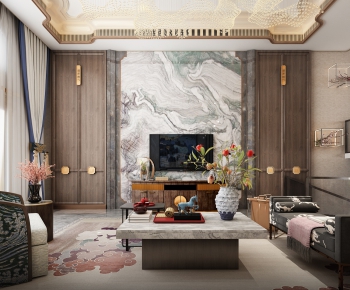 New Chinese Style A Living Room-ID:525538923
