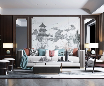 New Chinese Style A Living Room-ID:587646018