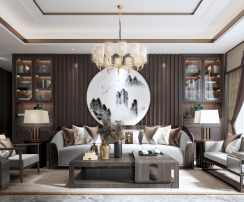 New Chinese Style A Living Room-ID:607215881